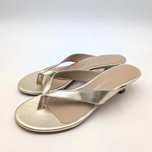 Stuart Weitzman Rio Women's Kitten Heel Sandals Light Gold Size US5B EU35.5